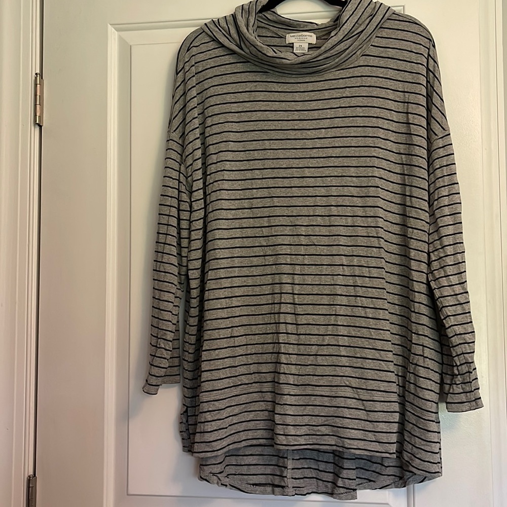 Striped cowlneck tunic